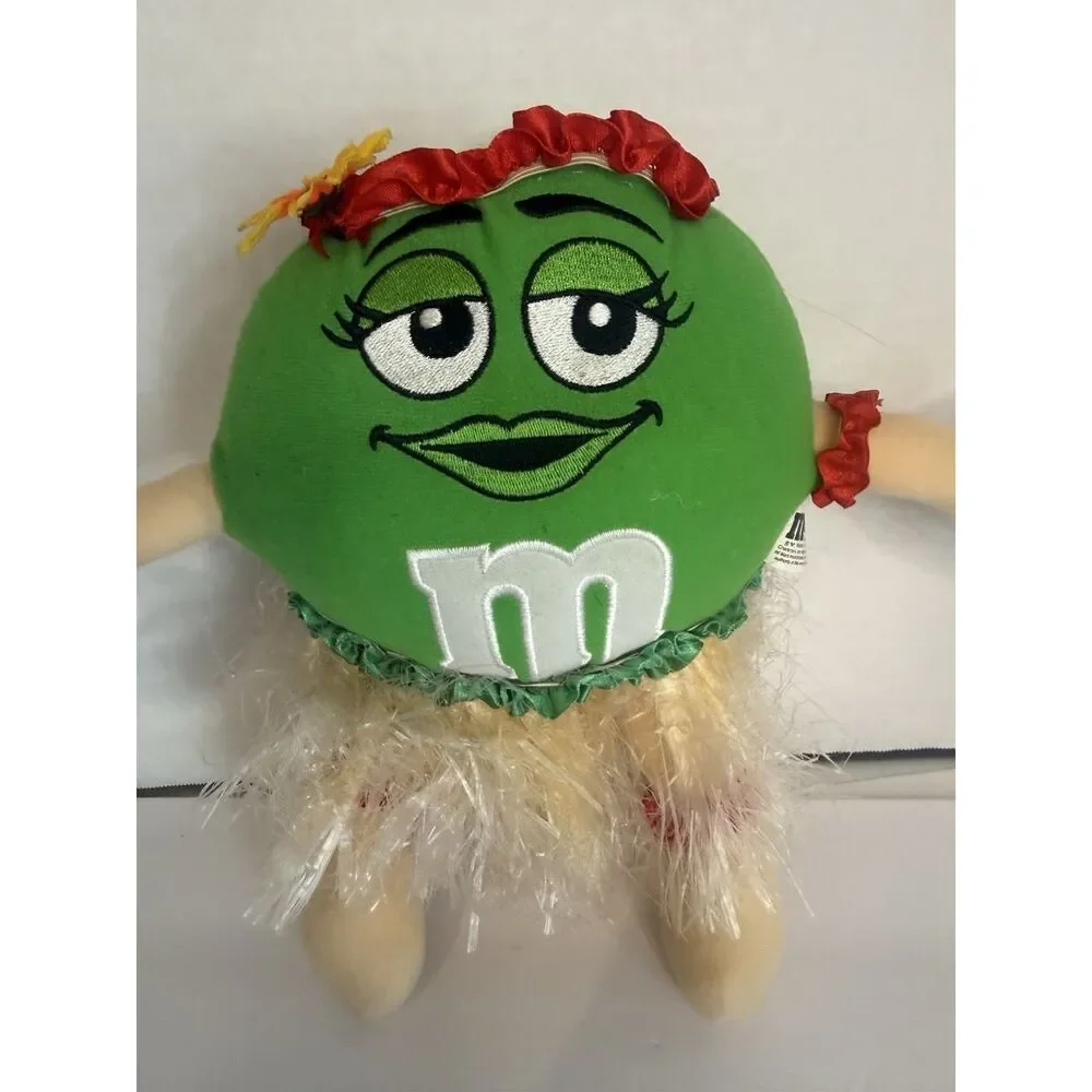 M&M's Green Character Plush Doll Hula Skirt Collectible Advertising Toy